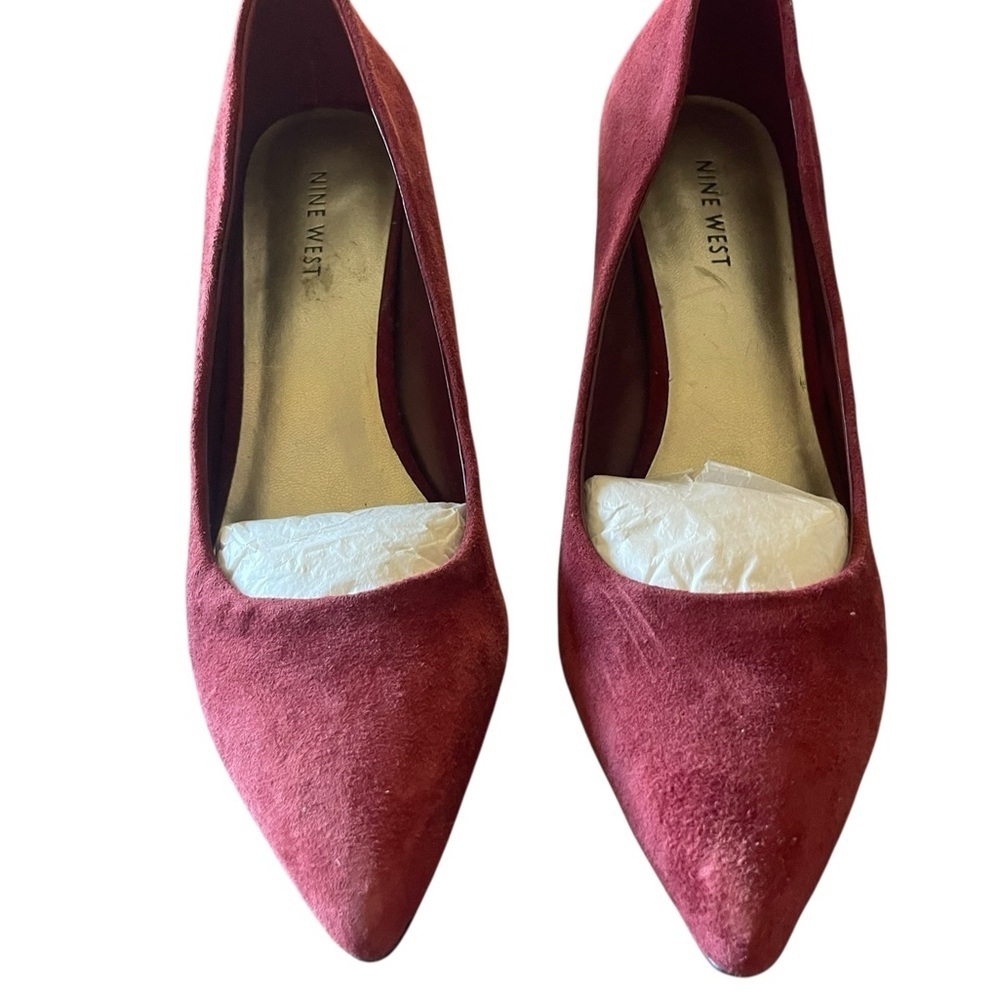 NINE WEST  Women’s Pump Heels FINLAY Brick Red Suede Shoes Size: 10M - Picture 5 of 7